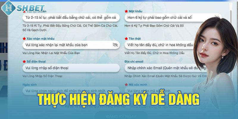 Thực hiện đăng ký dễ dàng